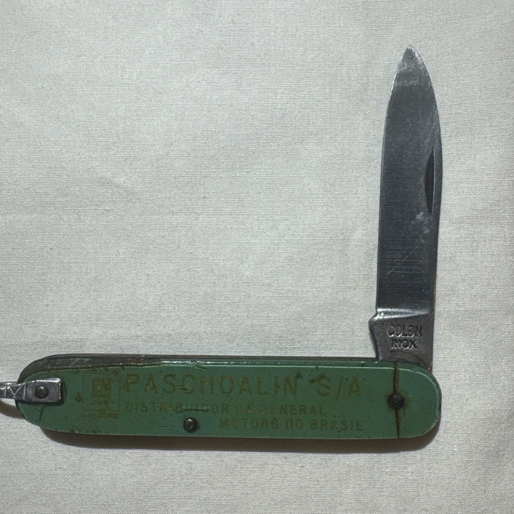 Vintage Chevrolet Pocket Knife Colon Inox GM Paschoalin Pecas Rua Paraiba Brazil